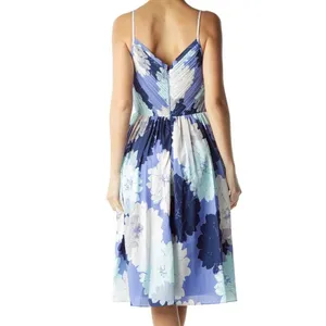 Banana Republic Blue Floral Empire Waist Knee‎ Length Dress with Pockets thumbnail 3