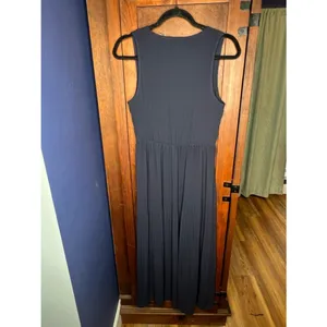 Elie Tahari Blue Pleated Maxi Dress Quiet Luxury Minimalist Old Money Classic S thumbnail 3