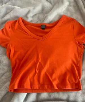 Wild Fable Cropped Orange Shirt thumbnail 1