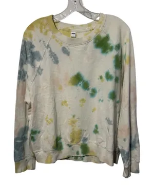 Old Navy Sweatshirt Women Large Multi Excellent Tie Dye Crewneck Pullover‎ thumbnail 1