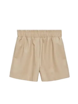 Mango High-Waist Faux Leather Tan Pull-On Shorts Size M NWT thumbnail 2