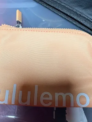 Lululemon Clippable Card Pouch in rare and SOLD OUT Color Peach Bellini/White thumbnail 2