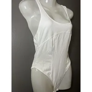 Free People Bodysuit Womens Small White Racerback Scoop Neck Stretch One Piece thumbnail 3