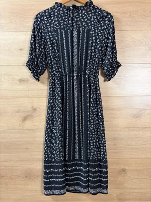 CeCe Black Floral Smocked Midi Dress Size XS thumbnail 6