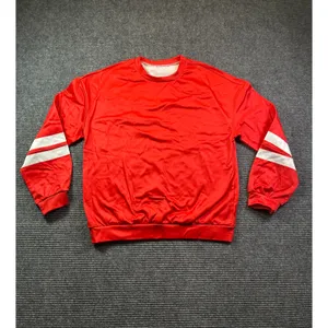 Red Varsity Crewneck Sweatshirt White Sleeve Stripes Sporty Fleece Casual Small thumbnail 7