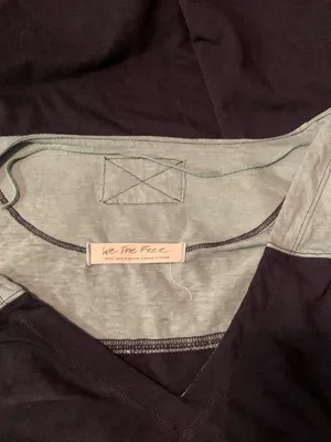 We The Free People Size S Womens Two Tone V Neck Oversized Baseball Tee Top Boho thumbnail 5