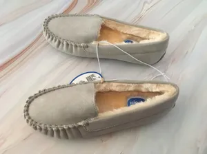Moccasin Slippers, Size 7 Gray thumbnail 2