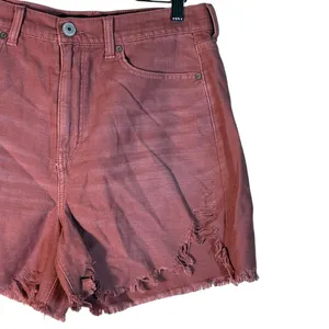 American Eagle Highest Rise Mom Short Distressed Denim Rose Pink Size 8 thumbnail 3