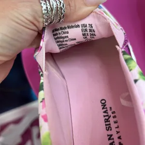 Christian Siriano Womens 7.5 Slip On‎ Sneakers Pink Floral Platform EUC thumbnail 4