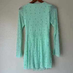 Oh Polly Mint Green Embellished Wrap Over Mini Dress US Size 4 thumbnail 3