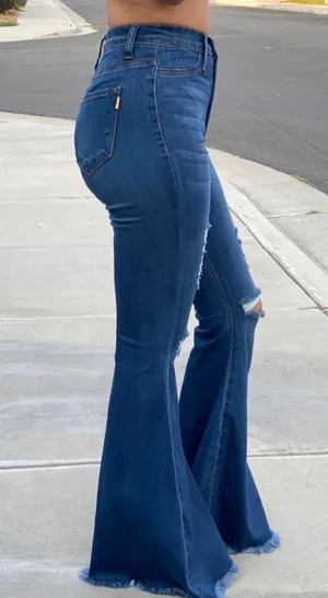 High Waisted Flare Pants Blue Size 28 thumbnail 5