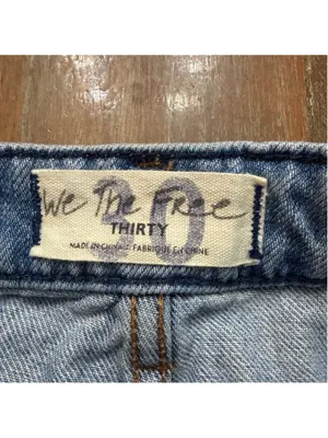 Free People We The Free Distressed Denim Mini Skirt Button Fly Light Wash Sz 30 thumbnail 7