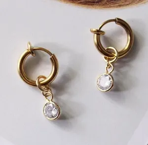 12mm Huggies With CZ Charms thumbnail 1