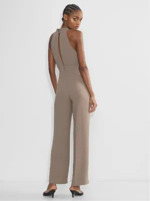 Aritzia Wilfred Pageturner Halter Jumpsuit in Taupe Crepe NWT thumbnail 2