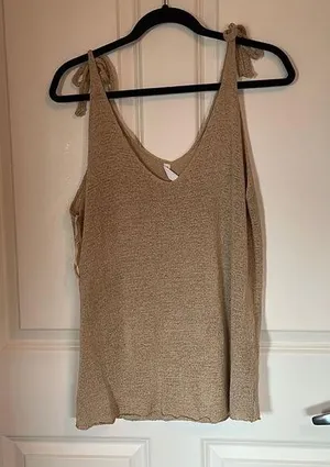 Adorable beige tie shoulder tank wishlist size large thumbnail 1