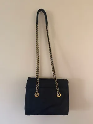 Prada Tessuto Nylon Chain Shoulder Bag Black Triangle Logo Pre-owned Auth VTG thumbnail 2