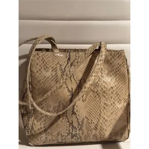 Esprit Faux Snakeskin Shoulder Bag‎ Tan Brown Animal Print Triple Compartment thumbnail 3