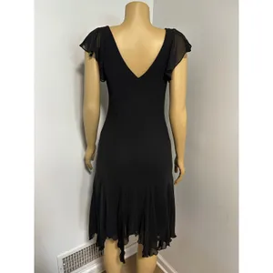 Y2K FAIRYGOTH SL Fashions Black Embroidered Floral Handkerchief Hem Dress 8 thumbnail 5