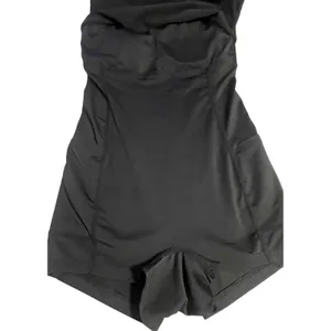 Black Athletic Exercise Dress with Built-in Romper Liner and Pockets Sleeveless‎ thumbnail 7