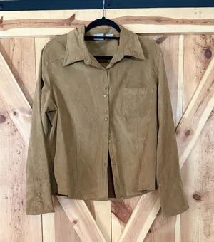 Vintage 90s Faux Suede Shacket Womens XL Tan Western Cabincore Boho Country Y2K thumbnail 1