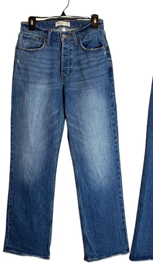 Abercrombie & Fitch Curve Love 90s Baggy Low Rise Denim Jeans Women's 25 0R Blue thumbnail 1