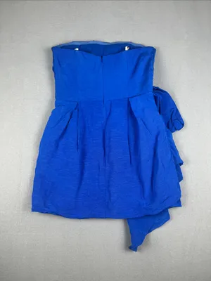 Monique Lhuillier Strapless Cobalt Blue Faille Minidress Size: 4 thumbnail 5