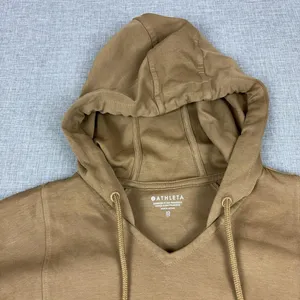 Athleta Hoodie Womens XS Brown V-Neck Pullover Jersey Pockets Logo Stretch thumbnail 2