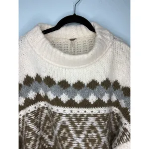 Free People Alpine Crop Mock Neck Wool Alpaca Blend Sweater Size Large Soft thumbnail 2
