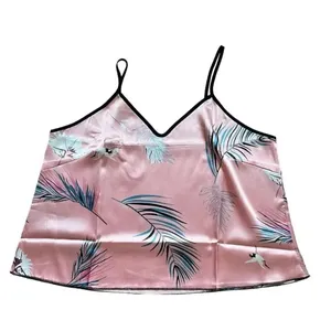 Bohemian Retro Plant Print Pajama Set, V Neck Cami Top & Short SZ L # 1636 thumbnail 6