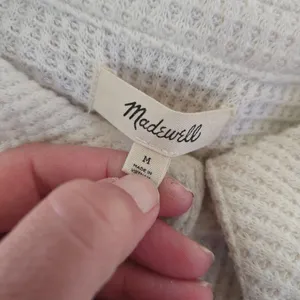 Madewell Cream Waffle Knit Shirt-Jacket Size Medium thumbnail 6