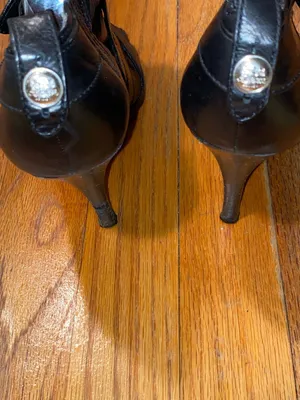 Coach Black Leather Peep Toe Button Gladiator Heels thumbnail 5