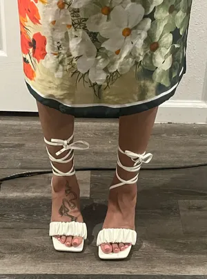 White strappy tie up heels Size 7.5 thumbnail 1