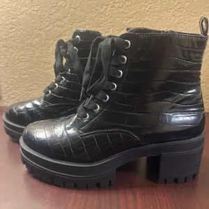 Forever 21 Black Combat Moto Boots thumbnail 3