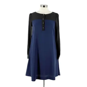 Kate Spade 100% Silk Colorblock Black Blue Popover Shift Career‎ Dress size 8 thumbnail 2