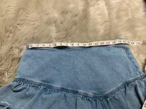 Hollister Y2K Frayed Raw Hem Layered Ultra High Rise Denim Skirt Size 15/W32 thumbnail 4
