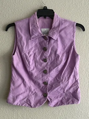 Kendall Creek Collections Lavender Cotton Linen Button Vest M Made USA thumbnail 4