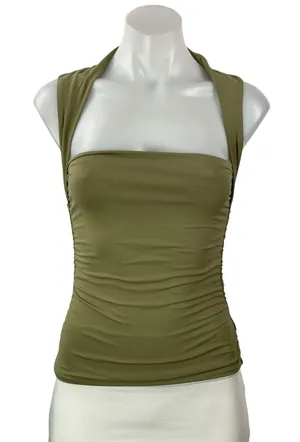 Aritzia Contour Women's Green Sleeveless Square Neck Sculpt Knit Tank Top Size S thumbnail 1