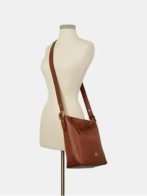 Coach Val Leather Crossbody Duffle Bag, Redwood Brown / Gold, C2818 thumbnail 15