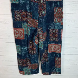 Himosyber Patchwork Jumpsuit Loose Floral Print Bohemian Wide Leg Overall 2XL thumbnail 11