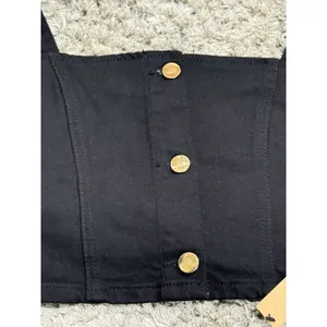 Reformation Chrissy Denim Crop Top Black Women’s Size 8 Button Front Tank NWT thumbnail 6