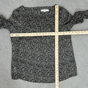 Ann‎ Taylor Loft Printed Pullover Blouse Cream Black Medium Long Sleeve thumbnail 11
