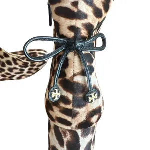 Tory Burch Laila Leopard Calf Hair Ankle Booties Bow Size 8.5 thumbnail 11