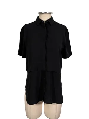 T by Alexander Wang Silk Short Sleeve Top Black Size XS thumbnail 2