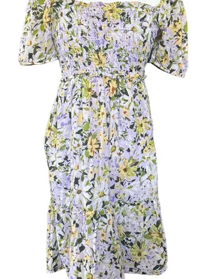 Vineyard Vines Lavender and Yellow Floral Smocked Dress thumbnail 2