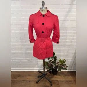 Banana Republic Pink Y2K Style Belted Trench Coat thumbnail 4
