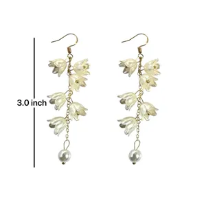 Flower Dangle Drop Earrings for Women Gold thumbnail 4
