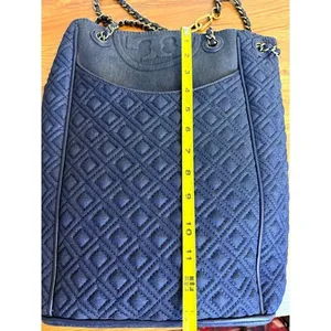 Tory Burch Fleming Denim Quilted Convertible Backpack Shoulder Bag Large thumbnail 7
