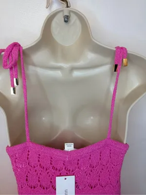 Taelynn Duchessa Pink Knit Maxi Dress Medium Lace Crochet Adjustable Straps NWT thumbnail 13
