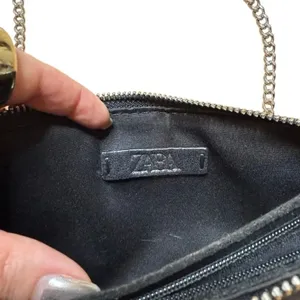 Zara Black Faux Suede silver studded crossbody bag / clutch thumbnail 8