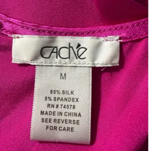 CACHE Fuchsia‎ Pink Silk Blend Twisted Halter Neck Blouse Top EUC Size Medium thumbnail 7